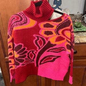 Farm Rio Pink Bold Floral Knit Sweater